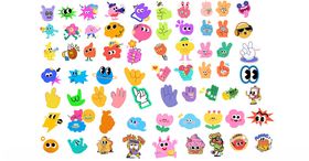 多彩卡通动物手势图案集合