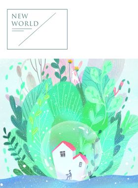 森林插画卡通墙背景挂素材唯美