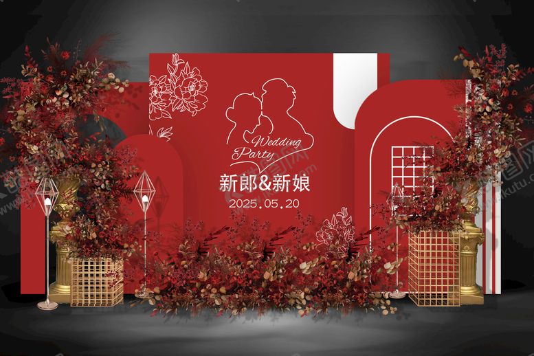 编号：71964509170522472613【酷图网】源文件下载-红色婚庆背景效果图