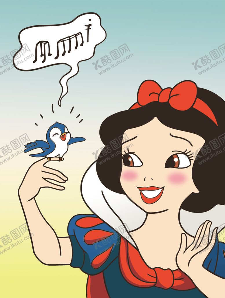 编号：20694206162235363704【酷图网】源文件下载-白雪公主小鸟唱歌