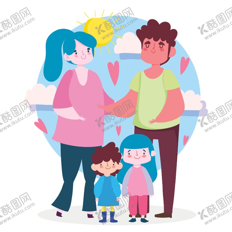 编号：90537504191022282462【酷图网】源文件下载-卡通手绘家庭