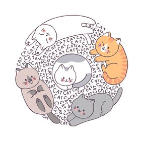 呆萌可爱小猫咪插画