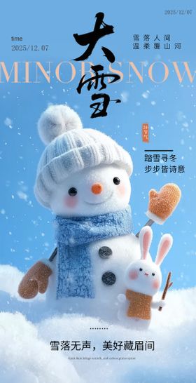极简冬日大雪节气海报