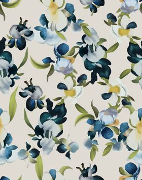 大牌蓝白花卉图案