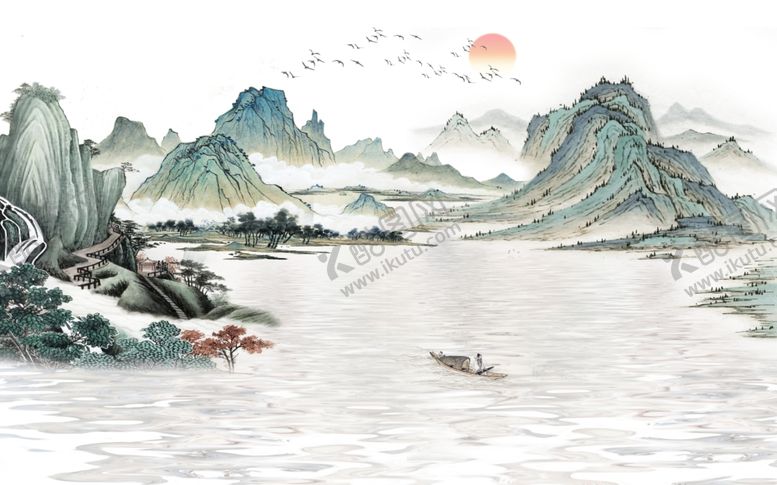 编号：70867810071802249137【酷图网】源文件下载-新中式山水背景墙