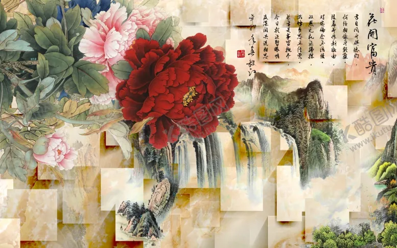 编号：39544507022227078864【酷图网】源文件下载-牡丹花开富贵图玉石