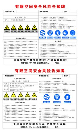 有限空间风险告知卡