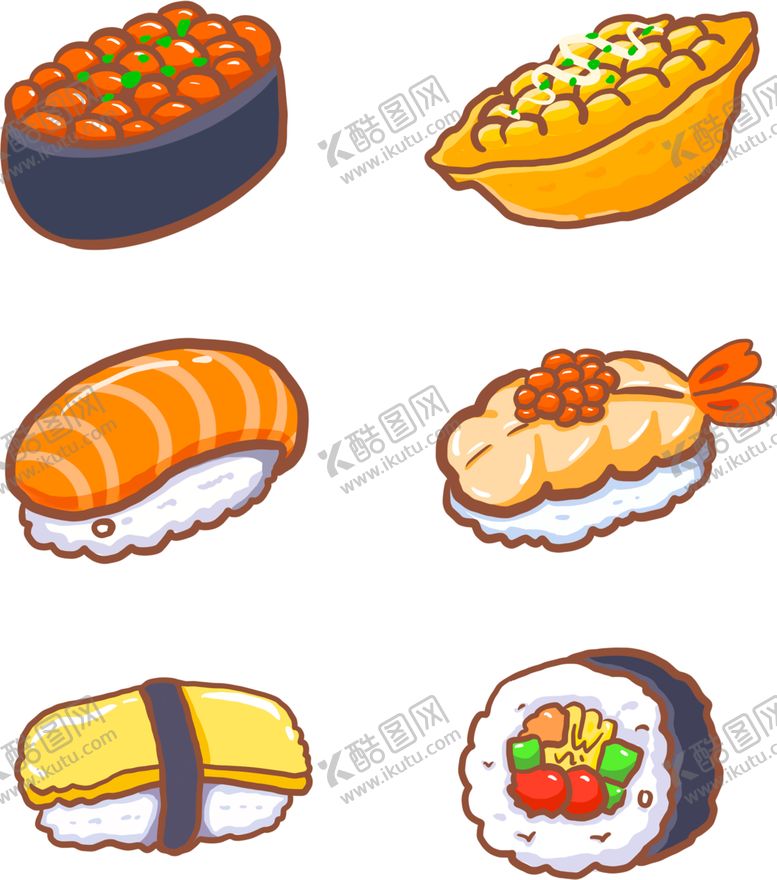 编号：25613001190717427111【酷图网】源文件下载-寿司插画