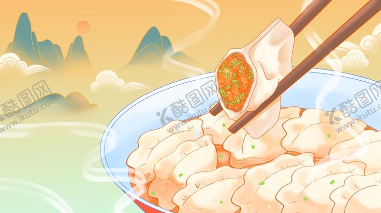 编号：88328912221603553347【酷图网】源文件下载-水饺国潮插画