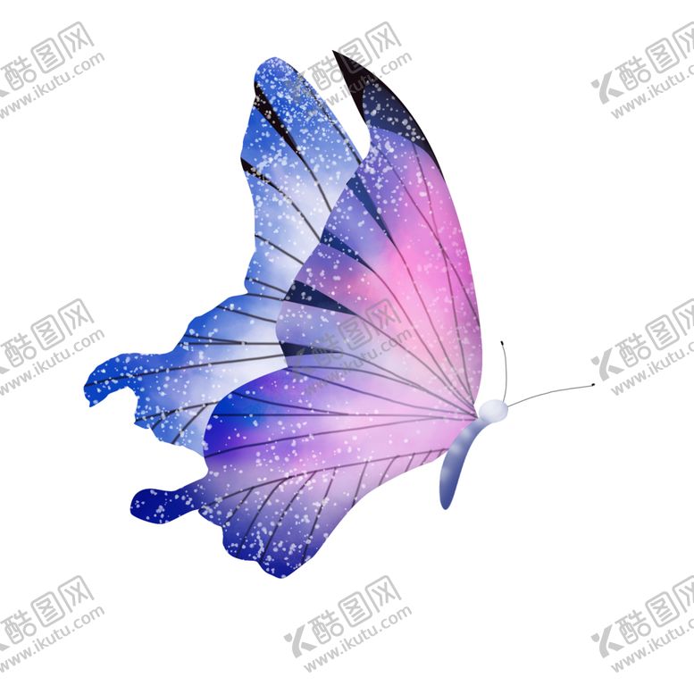 编号：80738102071025293166【酷图网】源文件下载-蝴蝶紫红翅膀水墨