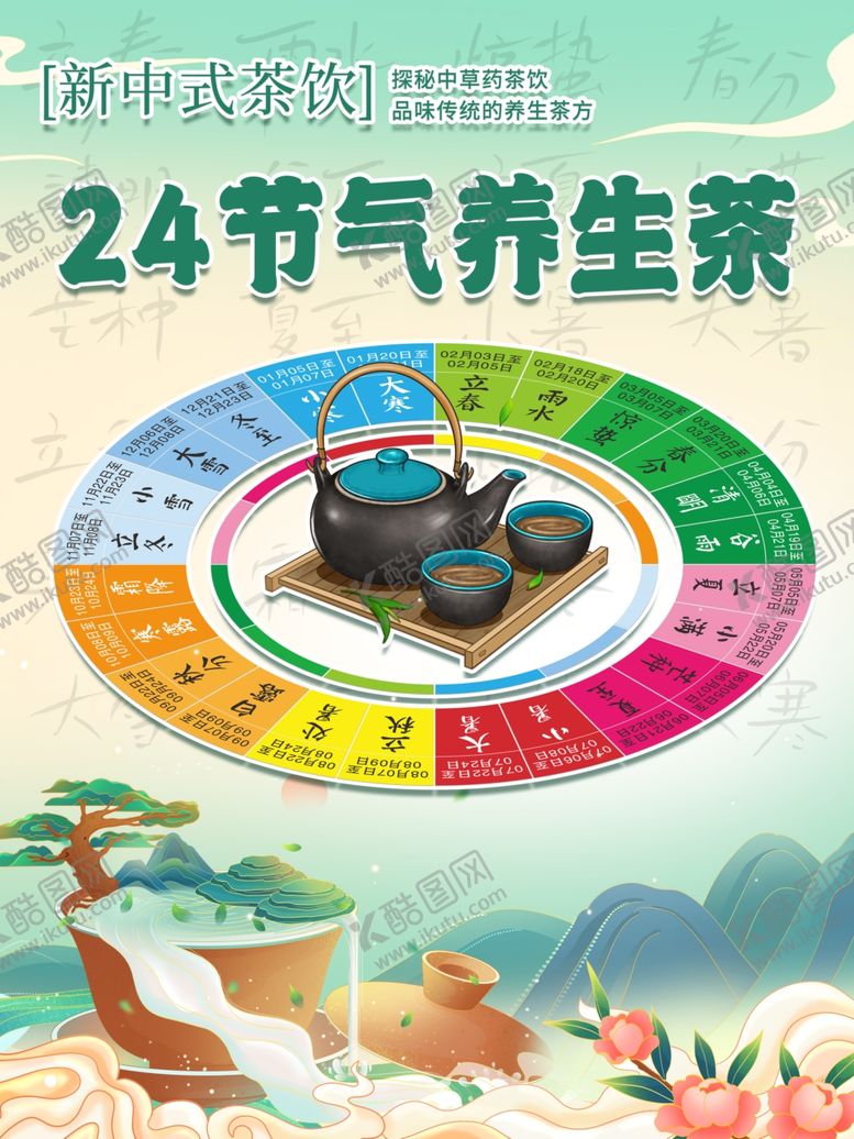编号：20386804201540079057【酷图网】源文件下载-24节气养生茶展示图