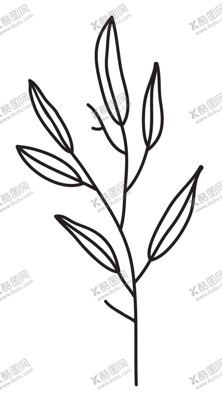编号：17395209202319528153【酷图网】源文件下载-黑白手绘植物