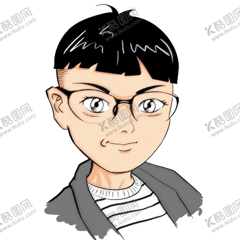 编号：96774710051924218392【酷图网】源文件下载-卡通戴眼镜西瓜头男生头像