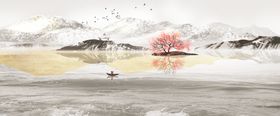 山水建筑传统国风古风插画背景