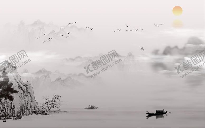 编号：67584909131930024391【酷图网】源文件下载-水墨山水画新中式装饰画