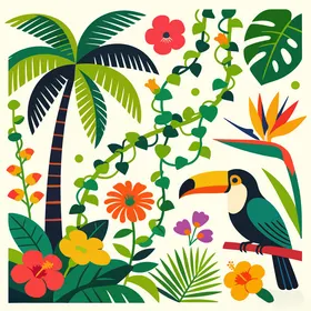 热带风情动植物插画