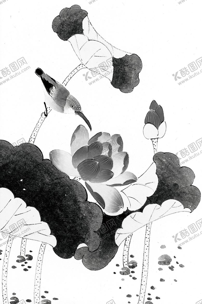 编号：57267610071915243955【酷图网】源文件下载-中国风荷叶荷花绘画