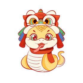 蛇年吉祥物插图矢量可爱小生肖卡通