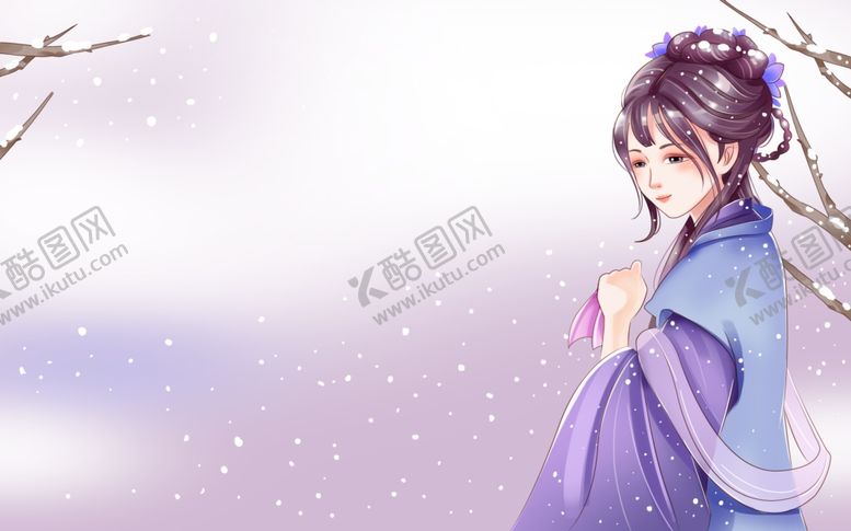 编号：55171610010349211810【酷图网】源文件下载-女性人物国风古风插画背景素材