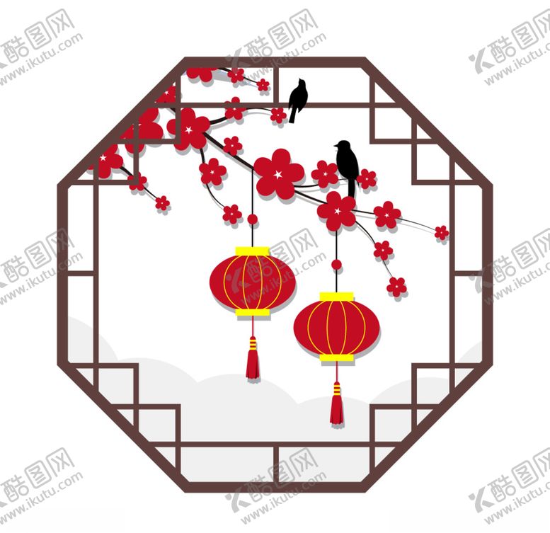 古典窗花边框图案格雕