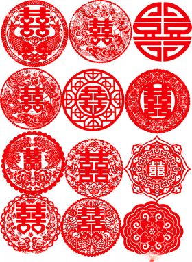 中式红色剪纸装饰图案集