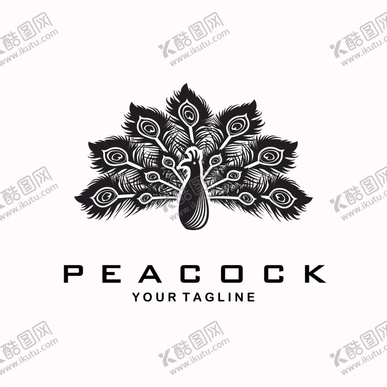 编号：57409809151633171462【酷图网】源文件下载-孔雀logo简约黑白
