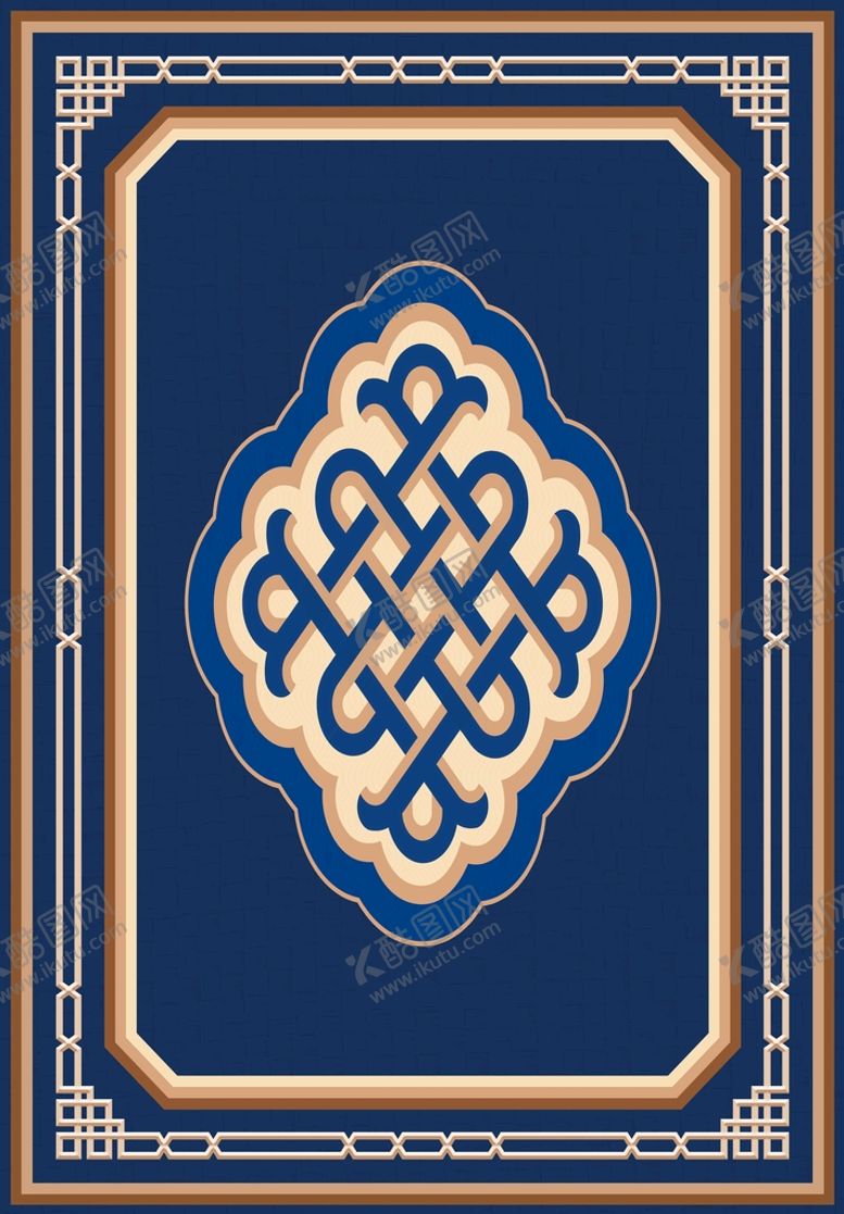 编号：90444610170233512822【酷图网】源文件下载-蓝色古典花纹地垫