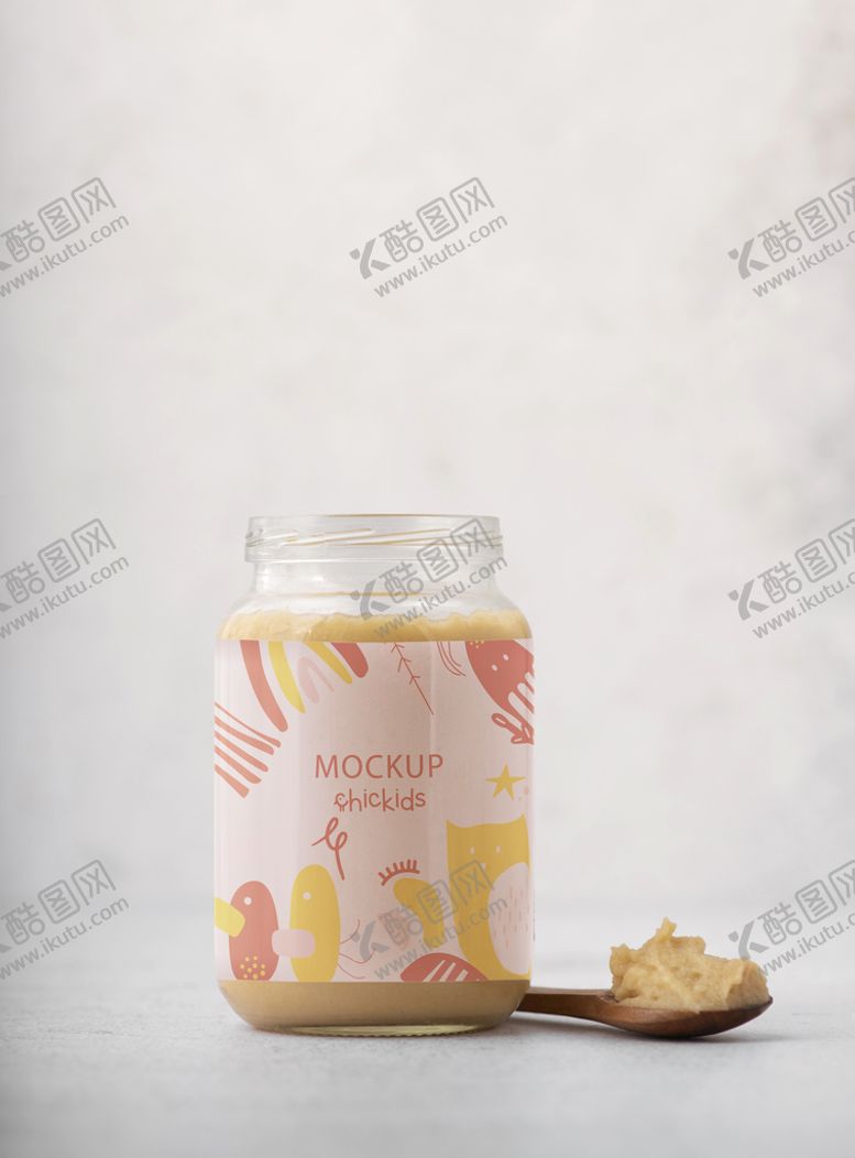 编号：13526409200756532714【酷图网】源文件下载-食品玻璃瓶样机模板