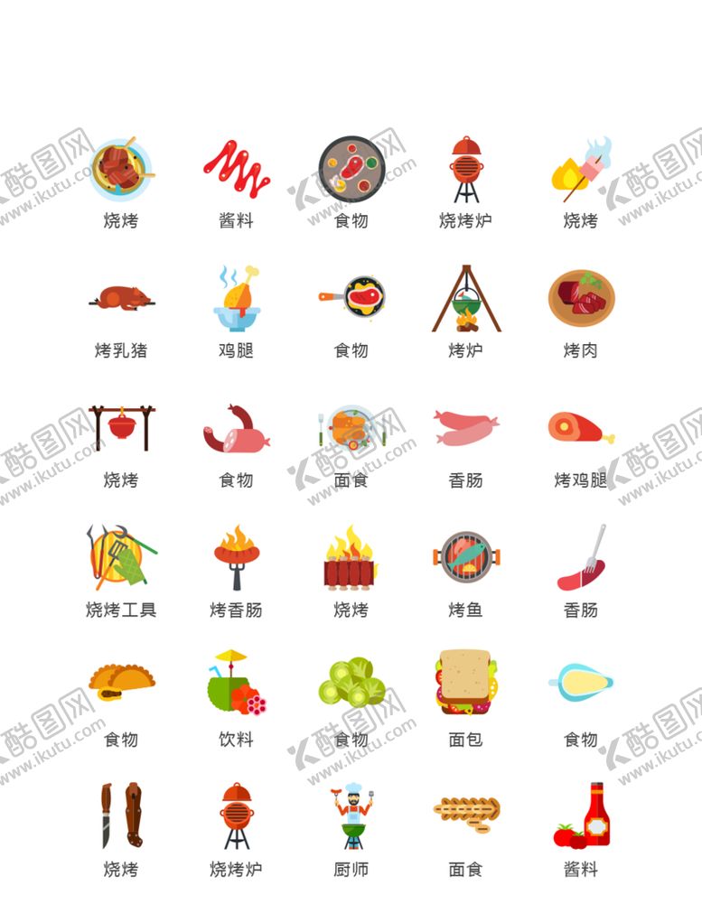 编号：29882810171009341187【酷图网】源文件下载-烧烤图标