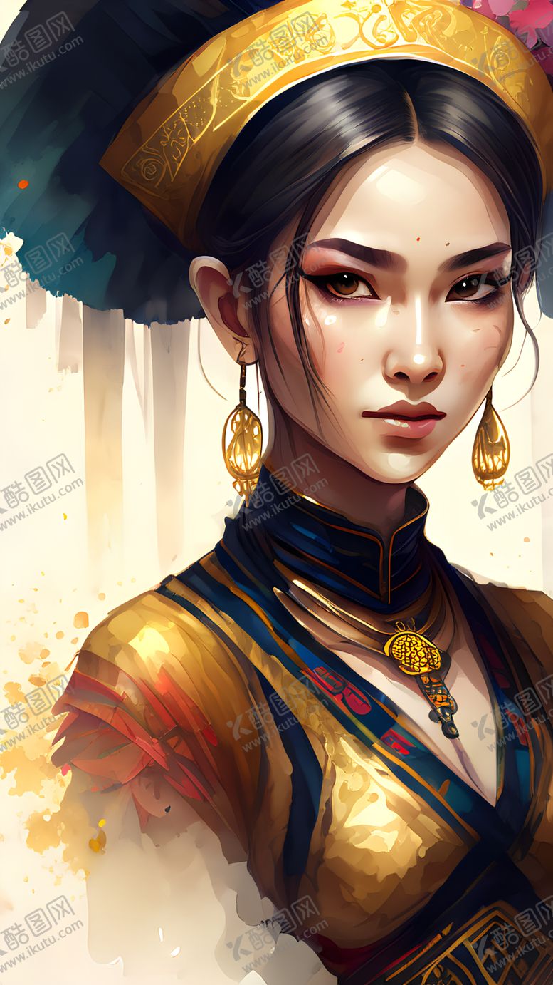 编号：45558702010444411945【酷图网】源文件下载-水彩插画美女