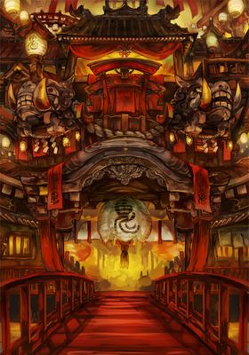 彩色动漫场景插画背景