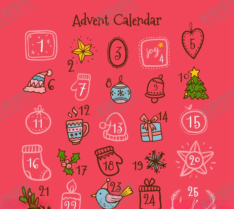 编号：59019209300120077418【酷图网】源文件下载-可爱圣诞月历