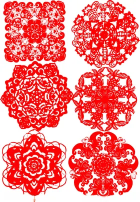 精美传统红色剪纸图案