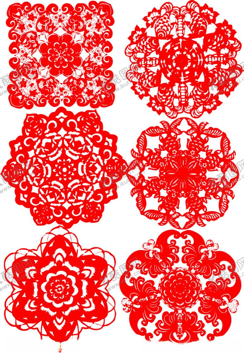 编号：85248204011642383140【酷图网】源文件下载-精美传统红色剪纸图案