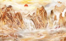 石纹山水背景墙