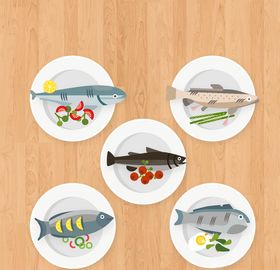 美味食物盘中餐图片AI矢量图