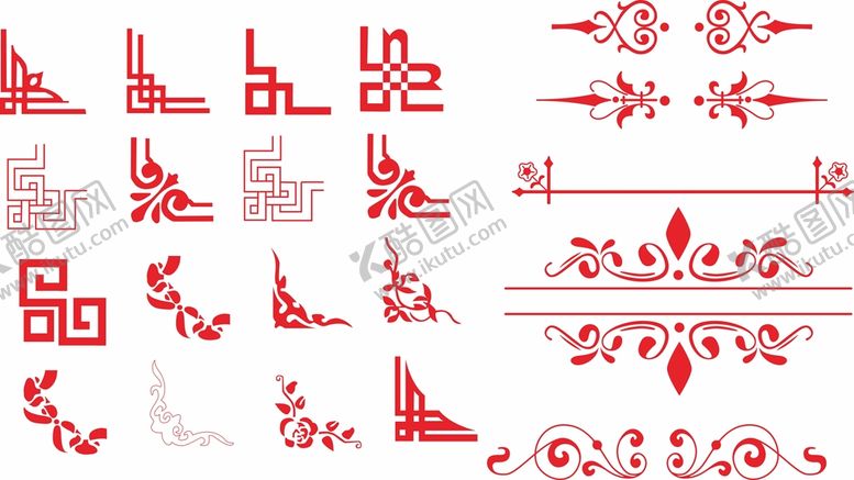编号：72587802151141192027【酷图网】源文件下载-矢量红色花纹边框  精美边框