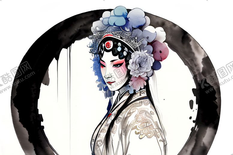 编号：09326410090520346905【酷图网】源文件下载-水彩京剧人物