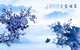 山水画背景墙