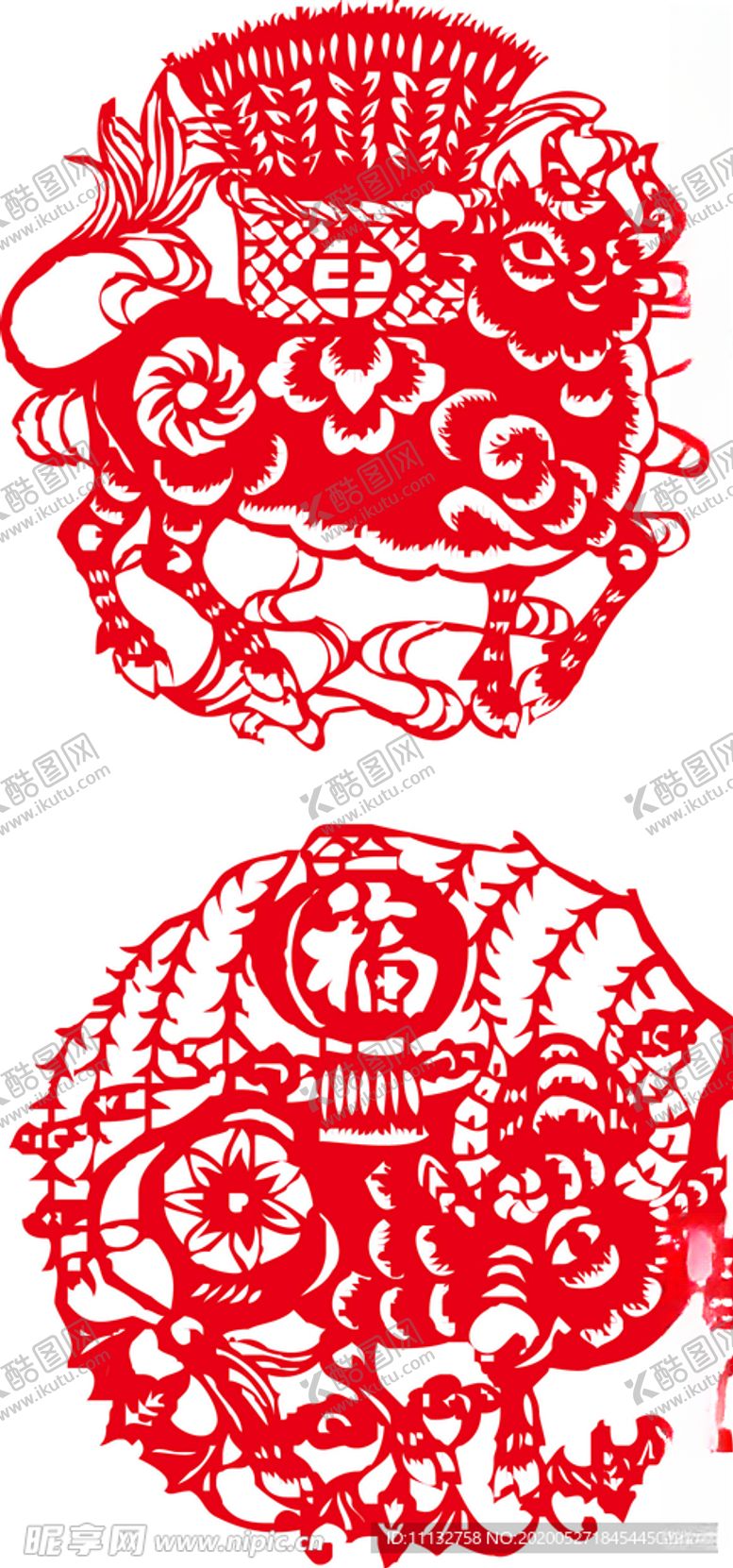 编号：40608209300201454486【酷图网】源文件下载-中国年传统牛剪纸新年春节素材