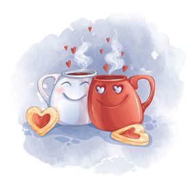 咖啡杯情侣矢量素材