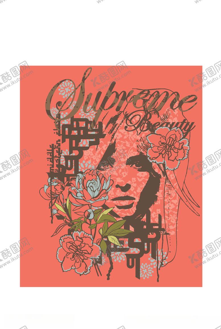 编号：43922110110354231163【酷图网】源文件下载-女装人物印花