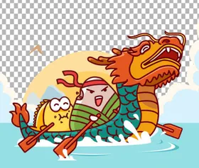 端午粽五月五卡通龙舟中国元素