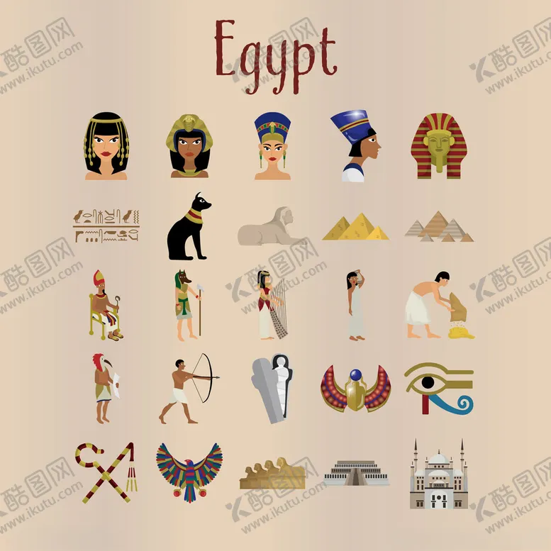 编号：42876006300407375477【酷图网】源文件下载-埃及元素图标集合