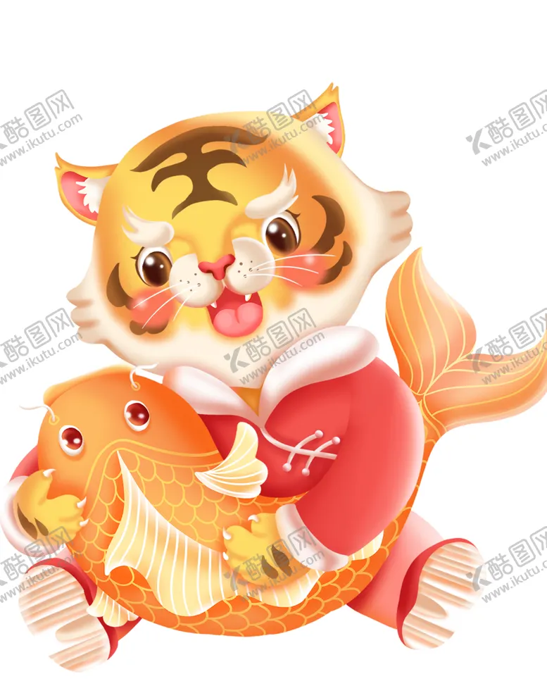 编号：30157501280015355200【酷图网】源文件下载-微立体老虎虎年新年春节年年有鱼