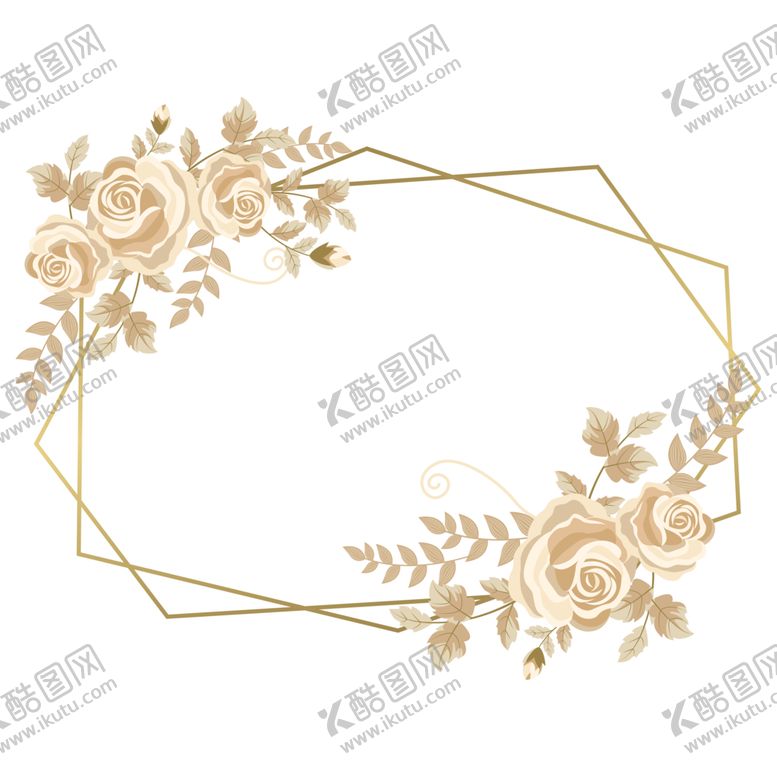 编号：86440001232246274282【酷图网】源文件下载-金色边框植物花环