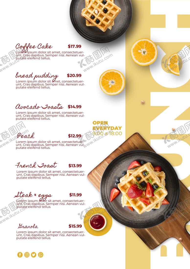 编号：51235910282006045478【酷图网】源文件下载-华夫饼美食菜单