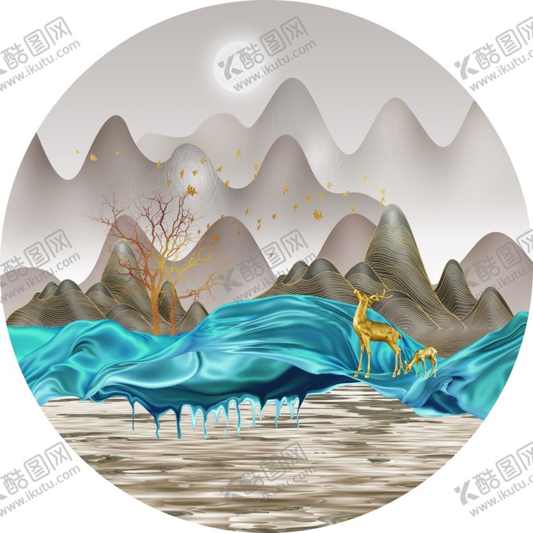 编号：97229210300818431954【酷图网】源文件下载-新中式山水装饰画