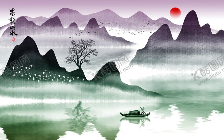 编号：19329707041448549038【酷图网】源文件下载-新中式水墨山水背景墙