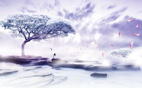 花鸟画树背景墙